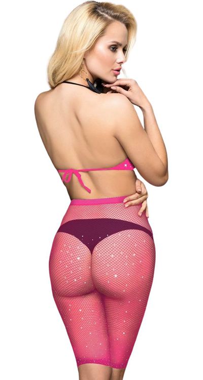 Hot Fix Rhinestone Fishnet Top & Short Set