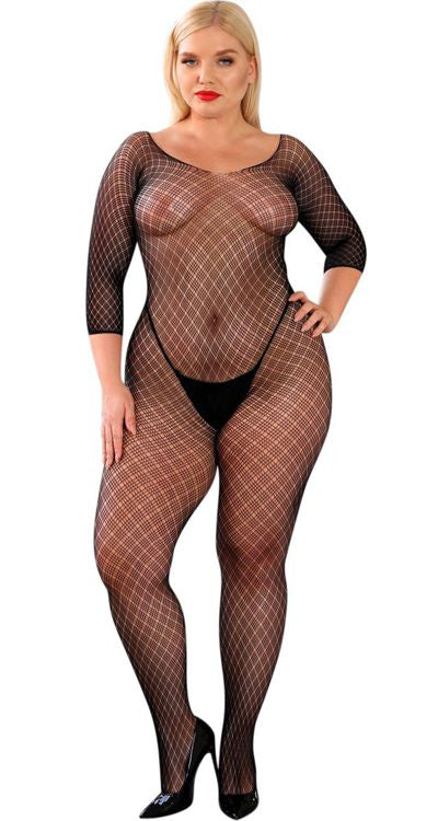 Short Sleeved Multi Net Bodystocking (Plus Size)