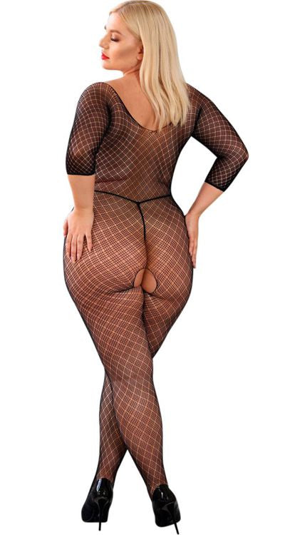 Short Sleeved Multi Net Bodystocking (Plus Size)