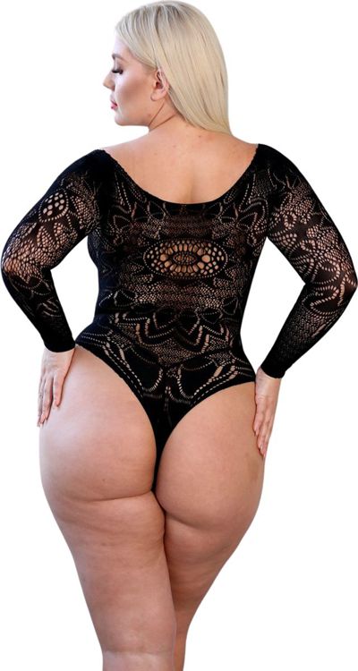 Lace Long Sleeved Body (Plus Size)