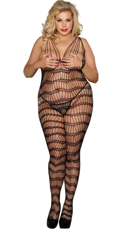 Multi Strapped Stringy Net Bodystocking (Plus Size)