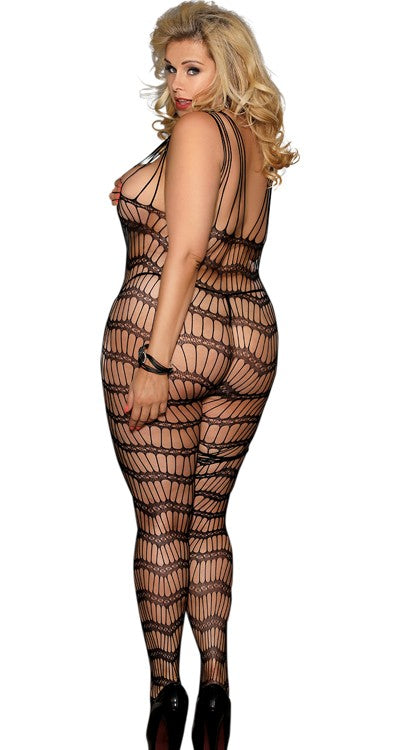 Multi Strapped Stringy Net Bodystocking (Plus Size)