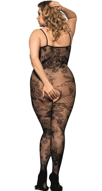 Floral Lace Bodystocking (Plus Size)