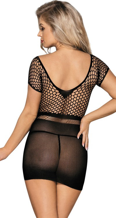 Opaque & Hexagon Net Mini Dress