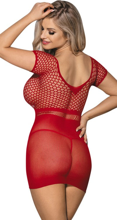 Opaque & Hexagon Net Mini Dress