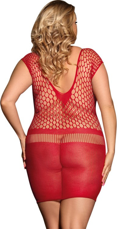 Opaque & Hexagon Net Mini Dress (Plus Size)