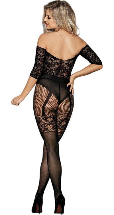 Lace Suspender Teddy Effect Bodystocking