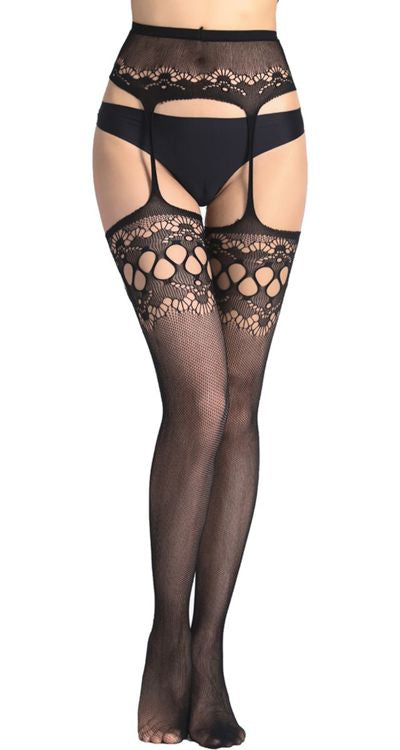 Fine Fishnet Suspender Tights